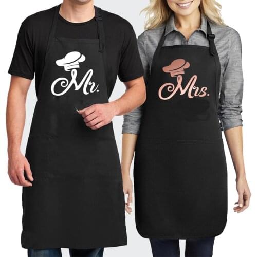 Mr Mrs bride groom Couple Apron BBQ Wedding Engagement Newlywed Bridal Shower Anniversary Valentines Day Christmas Gift present