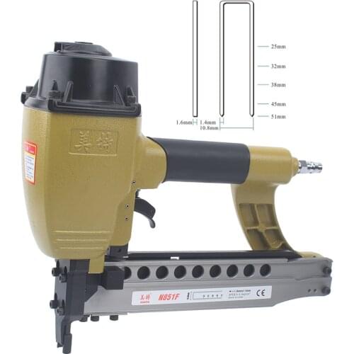 Meite N851F Air Nailer Continuous Shots U-type Nail Gun Heavy Duty Pneumatic Staple Guns For Furniture Pallet 51mm