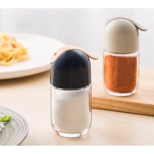 Portable Seasoning Jar Sealed Seasoning Bottle Kitchen Household Salt MSG Sugar Barbecue Seasoning Bottle Glass Sealed Jar