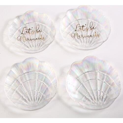 Shell Plate Mermaid Glass Plate Ins Online Celebrity High Value Nail Art Background Props Jewelry Plate Storage Plate