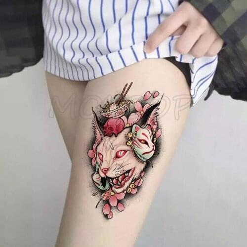 Tattoo Sticker Skull Mark Cartoon Cat Flower Anime Element Waist Arm Tattoos Temporary Fake Tatoo for Women Men Body Art