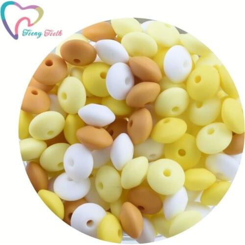 Teeny Teeth 50PCS Silicone Beads Baby Teethers Lentil Beads BPA Free Baby Teething Toys Chewable Abacus Beads For Necklace Make