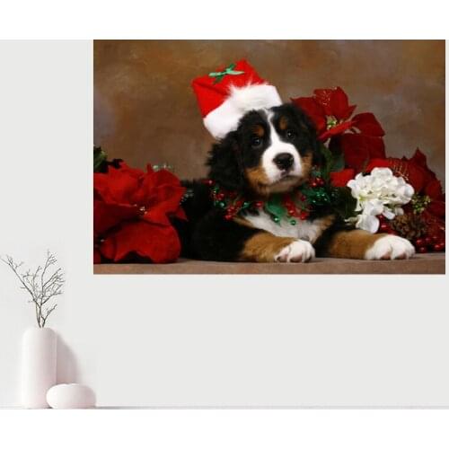 Custom Canvas Wall Decor Dog-Christmas Beagle Canvas Poster Cloth Wall Fabric Posters And prints Home Decor Painting