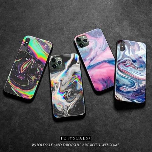 Trippy aesthetic abstract art soft silicone tempered glass phone case shell cover for iPhone 6 6s 7 8 Plus X XR XS 11 Pro MAX