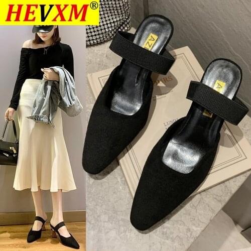 HEVXM Womens Shoes Slippers Outdoor 2021 New Spring Pointed High Heels Fashion Muller Sandals