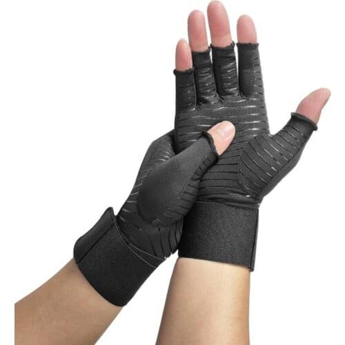 Outdoor Gloves Half Finger Adjustable Copper Fibre Breathable Compression Arthritis Protection Hand Ankle Gloves