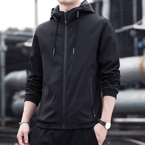 Spring New Men Fashion Jacket Letter Windbreaker Coat Zipper Jacket Men Clothing Smart Business Streetwear Hooded Outwear