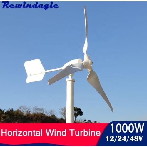1000w Wind Turbine Generator 1kw 12v 24v 48v Horizontal Axis Wind Generator With Hybrd MPPT Controller Free Power WindMill