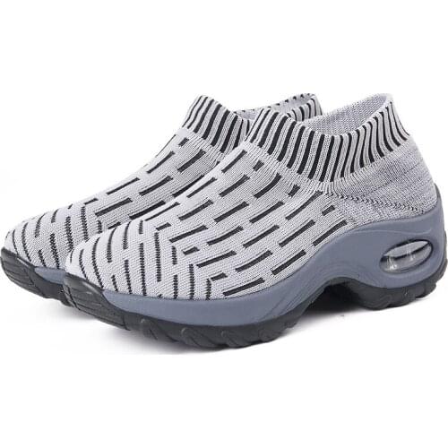 Women Lightweight Tennis Shoes Breathable 5CM Height Increase Sports Sneakers Air Cushion Female Walking Sock Shoes