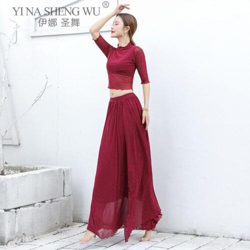 Belly Dance Set Round Neck Top Half Sleeve Long Skirt Performance Practice Clothes Set Female Adult Elegant Competition Clothing