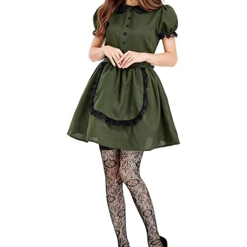 Ladies Maid Cosplay Costume Hallowen Witch Animation Show Outfit Dress Up Clothes Adults