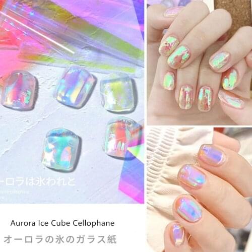1/5PC Nail Art Aurora Ice Cube Cellophane Colorful Transfer Paper Jewelry Candy Nail Art Color Glass Sticker Decor Tools Paper