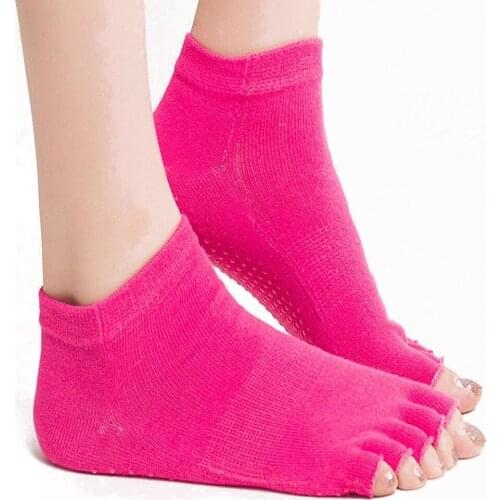 1 Pair Nonslip Silicone Bottom Toeless Yoga Socks Open Toes Half Finger Anti-slip Sport Socks for Gym Fitness Training Exercise