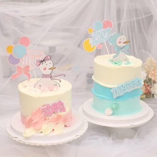 1PC Balloon Bowknot candy Color Happy Birthday Cake Topper Cake Top Flag Decoration for Happy Birthday Party Wedding Supplies