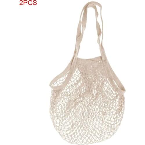 2pc Mesh Bag String Shopping Bag Long Strap Handbag Reusable Fruit Storage Handbag Totes Net Bag