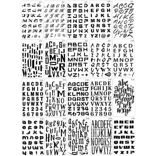 20pcs Letters Pieces Stencil Planner Drawing Template DIY Journ