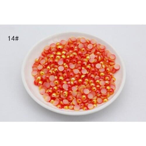 3/4/5/6/8mm Orange Colorful Half Round Imitation Pearls Flatback Scrapbook Beads DIY For Garment/Phone Case/Nail Making 14