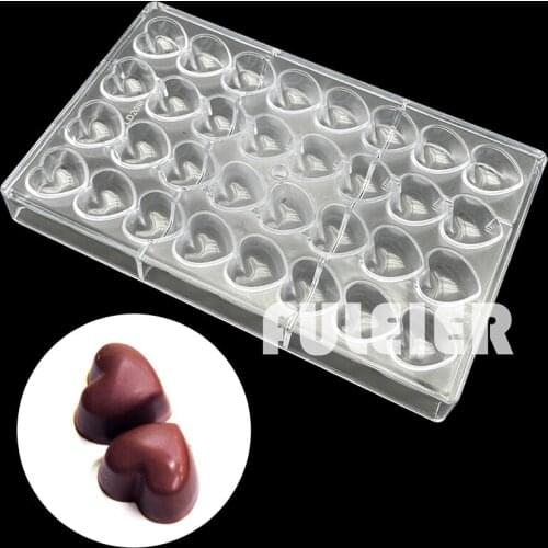 3D Polycarbonate Chocolate Molds Love Heart Shape Bonbon Cake moulds For Sweets Baking Pastry Tools Bakeware