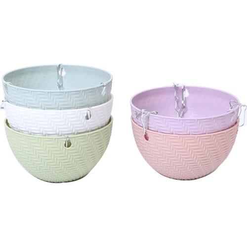 Balcony Chain Hanging Planters Flower Pot Basket Imitation Rattan Weaving