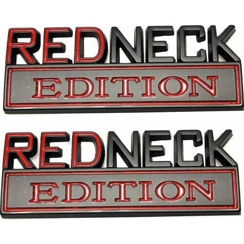Zinc Alloy Black Red 2x Metal REDNECK EDITION Truck Emblems Sticker Badge For F-150 F250 Black Red