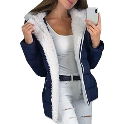 Cofekate Winter Coats Solid Color Thick Warm Hooded Jackets S-5XL Open Stitch Casual Woman Jacket Womens Coat