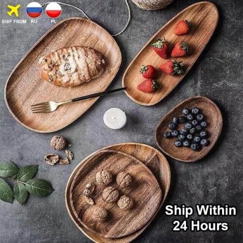 Whole Wood lovesickness Wood Irregular Oval Solid Wood Pan Plate Fruit Dishes Saucer Tea Tray Dessert Dinner Plate Tableware Set