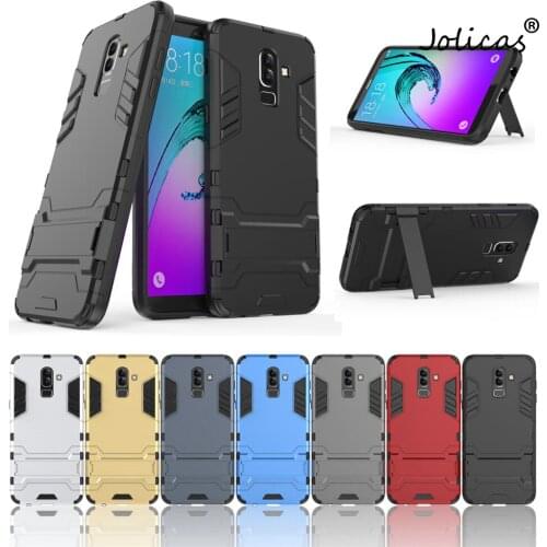 For Samsung Galaxy J8 2018 Case Cover Luxury Iron Man Stand Case Hard Armor+Soft Silicone TPU Cover for Samsung Galaxy J8 2018