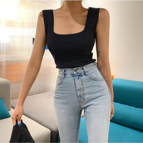 Women Solid Ribbed Tank Top Camisole Women Summer Basic Elastic Tank Top O Neck Solid Tank Top Plus Size