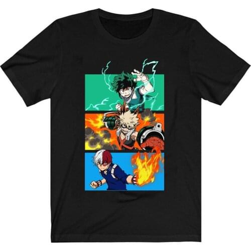 My Hero Academia Merch T-Shirt Men Cotton T Shirt Anime Izuku Bakugou Shoto Clothes Anime Tops Tees