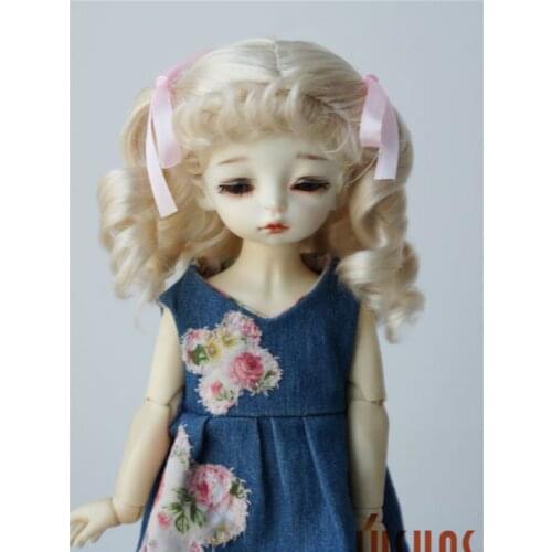 JD262 1/6 SD Fashion synthetic mohair BJD doll wigs Kayla Mid long curly double pony doll wigs 6-7 inch doll accessories