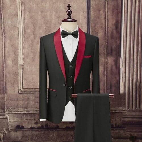 Blazer Set For Men Wedding Slim Fit Tuxedo Elegant Male Suit Three Pieces Jacket+pants+Vest Tailor-Made Homme Costume Hot Sale