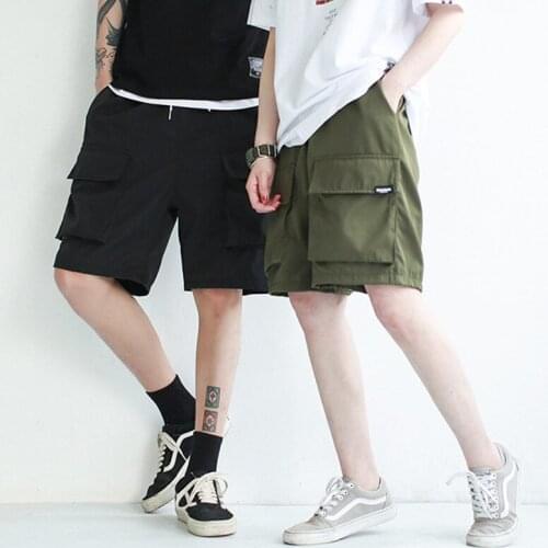 Fashion 2021 Summer thin elastic waist Cargo streetwear travel multi-pocket overalls men\s Japanese trendy unisex casual shorts