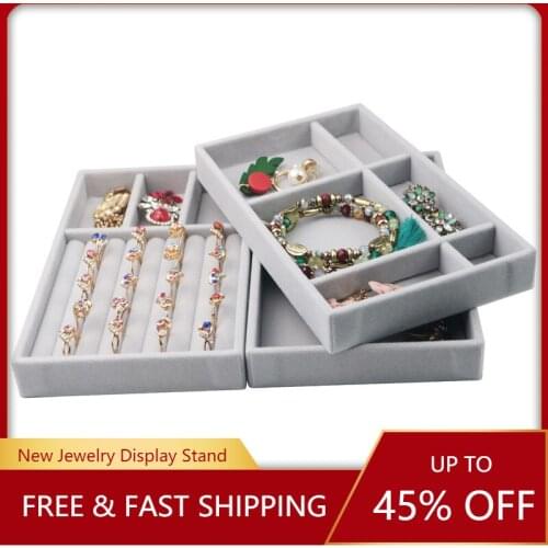 Fashion Flannel Jewelry Tray Portable Display Rack Drawer Rack Storage Box Household Earring Jewelry Display Rack