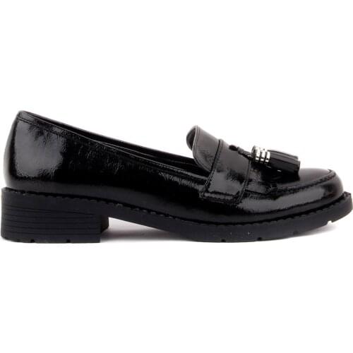 Moxee-Black Leather Women Casual Shoes