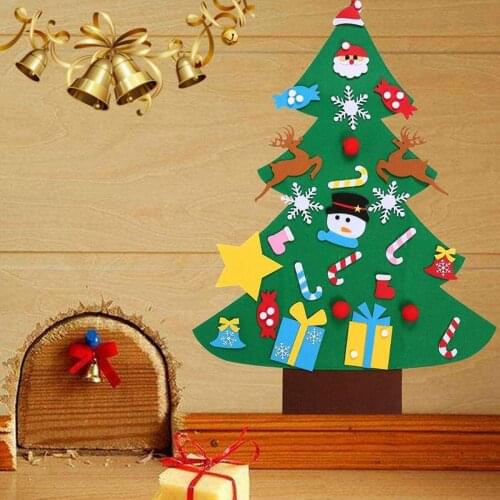DIY Felt Christmas Tree Set Wall Christmas Tree with Hanging Rope + 26 Ornaments for Toddlers Kids Xmas Gifts