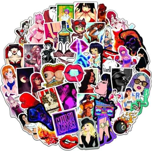 10/50pcs Anime Pinup Sexy Girl Stickers DIY Suitcase Laptop Car Truck Waterproof Classic Retro Girl Sticker Pack Kids Toy Decal