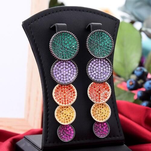 New Design Luxury Gorgeous Round Drop Earring For Noble Women Wedding Cubic Zirconia DUBAI Bridal Earring Party Jewelry 2021