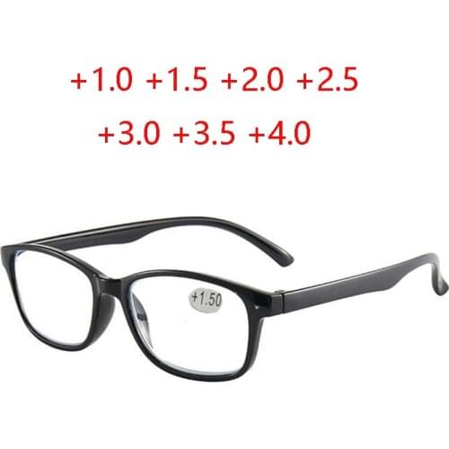 Anti Blue Rays Square Power Glasses Unisex Vintage The Elderly Reader Eyeglasses Magnifier +1.0 +1.5 +2.0 +2.5 +3.0 +3.5 +4.0