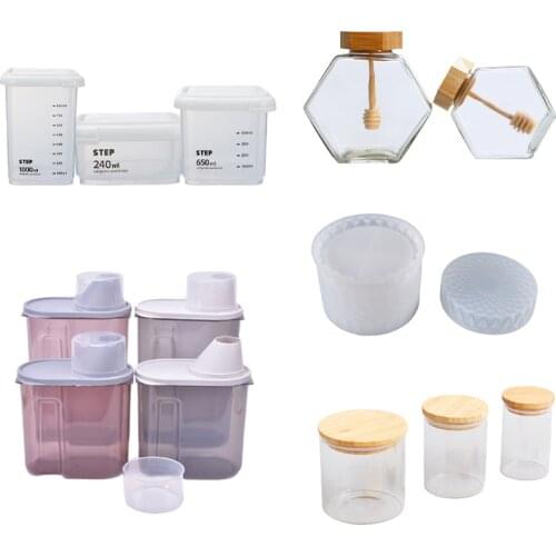 Glass Jar Lid Sealed Canister Food Storage Bottles Container Kitchen Storage for Loose Tea Coffee Bean Sugar Salt