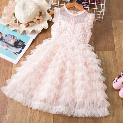 Girls Princess Dress New Summer Kids Party Dresses Gradient Elegant Beading Sequined Dress Children Clothing Vestidos 3 8Y