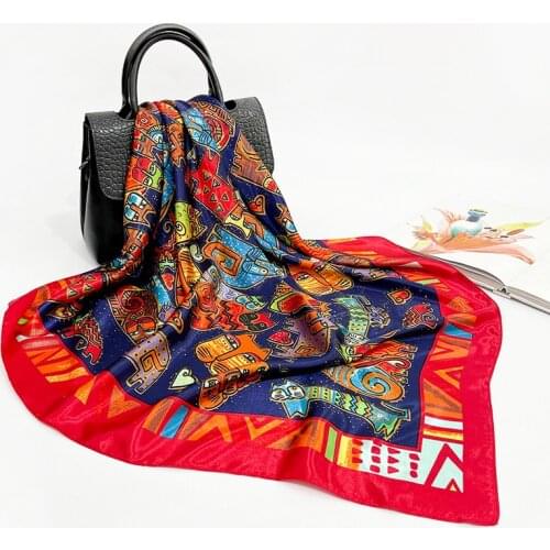 Fashion Silk Scarf Women Print Hair Neck Square Scarves Office Ladies Shawl Bandanna Muslim Hijab Handkerchief muffler foulard