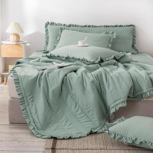 24Bonenjoy 1Pc Bedspreads Queen Size Quilted Bed Cover for Mattress Green Comforter King Size Coverlet Bedspread(no pillowcase)