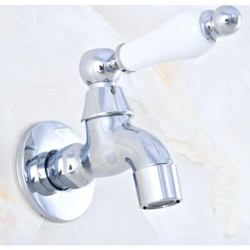 Polished Chrome Brass Single Ceramic Handle Bathroom Mop Pool Faucet /Garden Water Tap / Laundry Sink Water Taps mav155