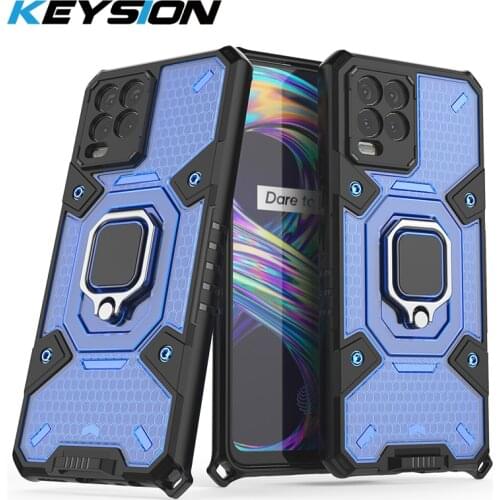 KEYSION Shockproof Armor Case for Realme 8 8 Pro GT 5G GT Neo Transparent Ring Stand Phone Back Cover for OPPO Find X3 X3 Pro