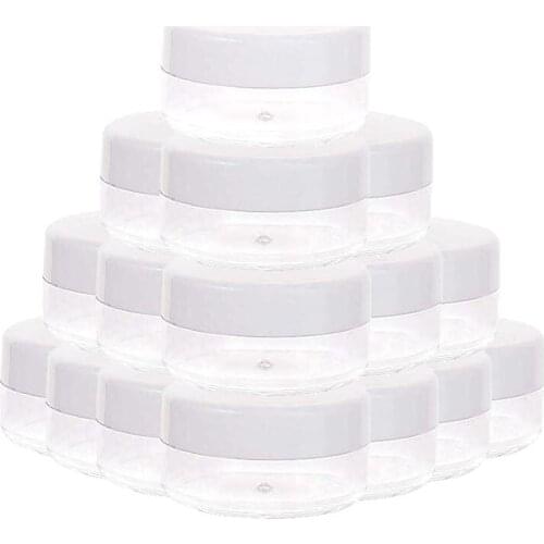 100Pcs X 2g 3g 5g 10g 15g 20g Transparent Sample Jars Pot Containers with White Lids for Makeup Face Cream Lip Balms Storages