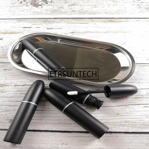 Empty matte black Lipstick Tube Lip Gloss Container Tube Brush Plastic Small Lip Balm Tube F1624