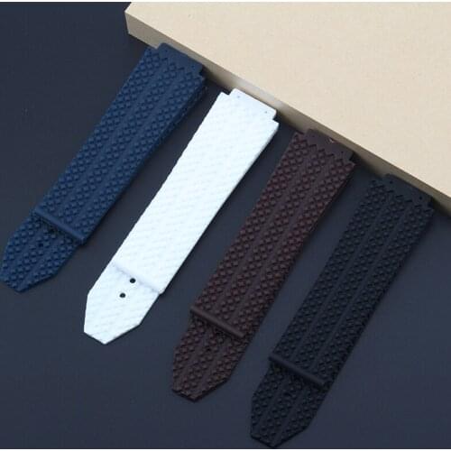 Black Brown White Blue 25*19mm Silicone Rubber Watchband For HUBLO t Big Bang Convex mouth Watch Strap Waterproof Bracelet