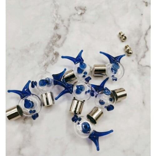 10pcs/lot SCREW CAP cute fish glass vial pendant Perfume essential oil charm name on rice art wishing glass bottle charms gifts