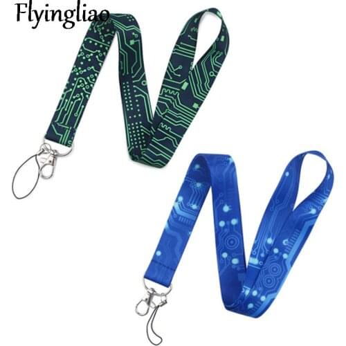Computer Motherboard Texture Lanyard for Keys Phone Cool Neck Strap Lanyard for Camera Whistle ID Badge Cute webbings ribbons