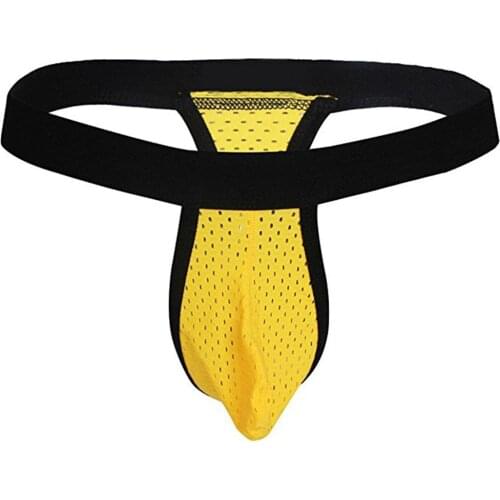 Mens Sexy G String Mesh Breathable Underwear Low Waist Thongs T Back Briefs Sheer Mesh Hollow Out Underwear Men Bikinis